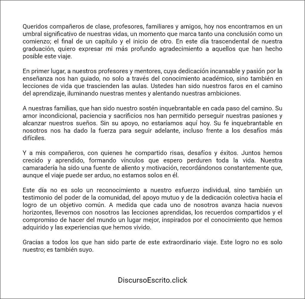 Discurso de agradecimiento de graduación ejemplo