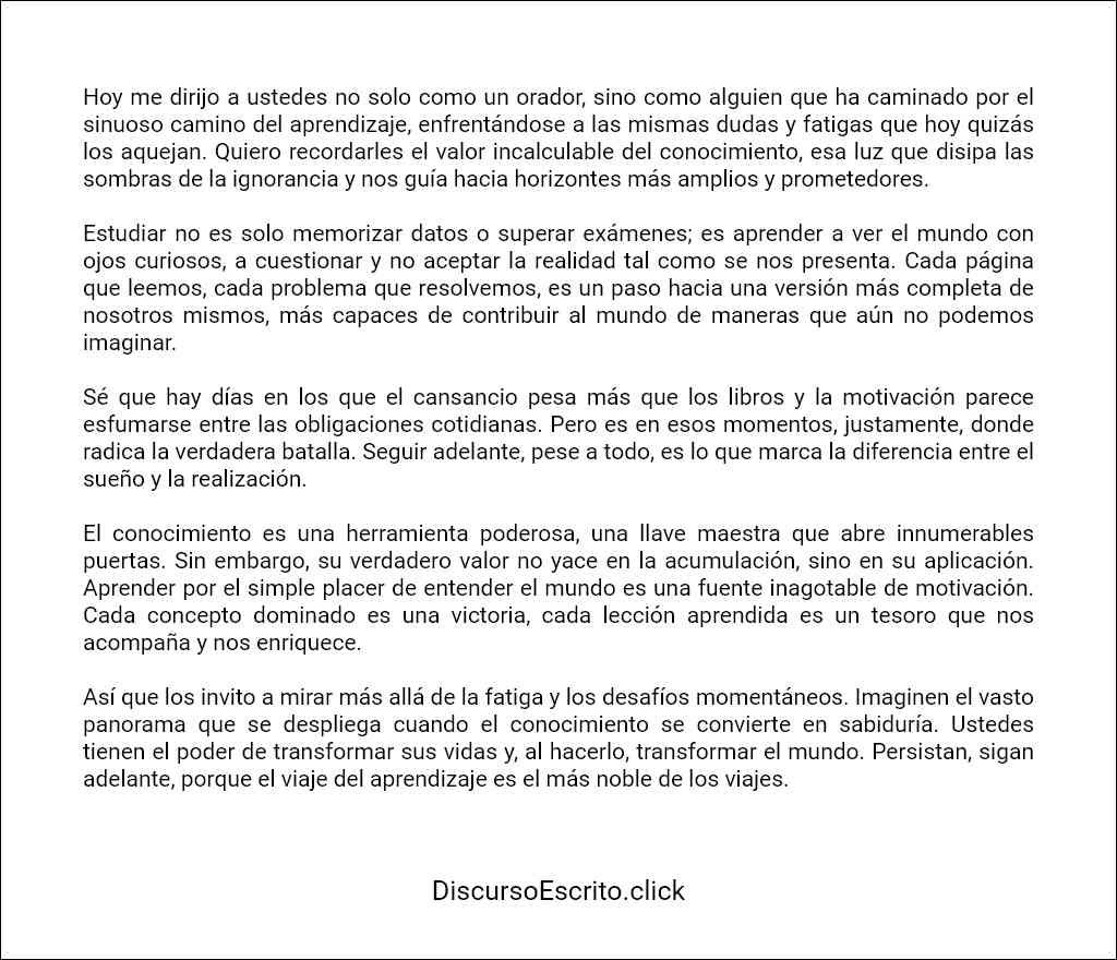 Discurso de motivación para seguir estudiando plantilla