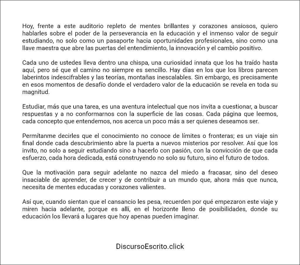 Discurso de motivación para seguir estudiando modelo