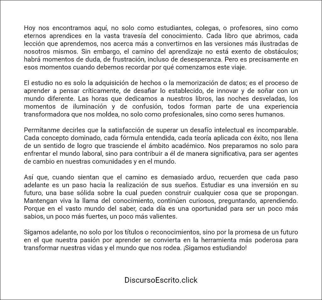 Discurso de motivación para seguir estudiando ejemplos