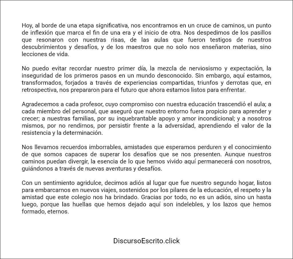 plantilla de Discurso de despedida de un alumno a su colegio