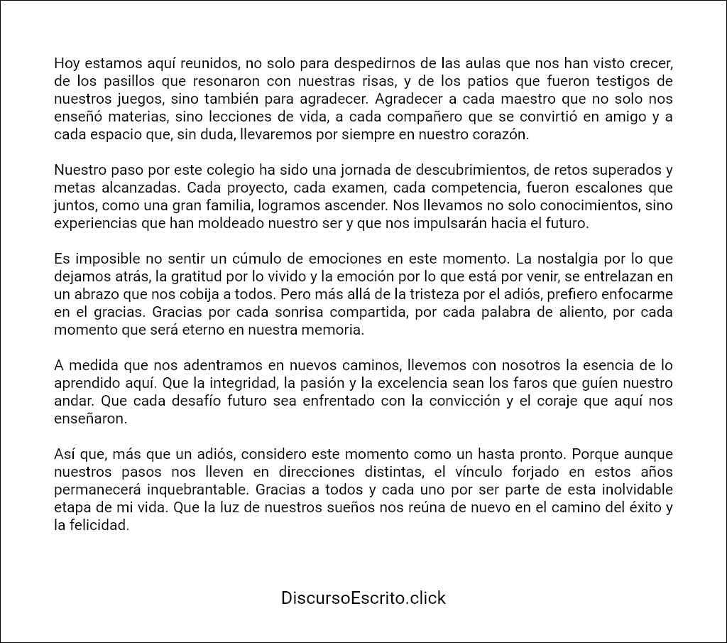 como elaborar un Discurso de despedida de un alumno a su colegio 