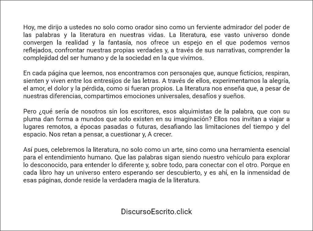 Discursos literarios ejemplo