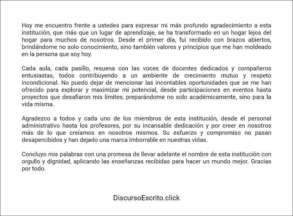 como redactar un Discurso de agradecimiento a una institución 