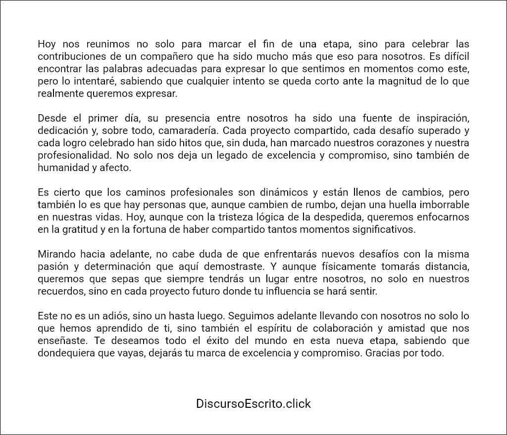 como redactar un Discurso de despedida a un compañero de trabajo