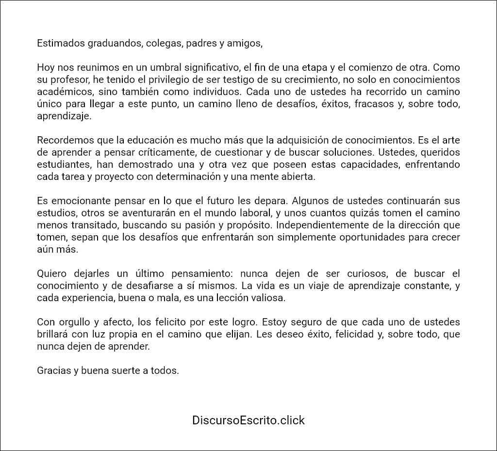 Discurso de despedida de secundaria por un profesor ejemplos