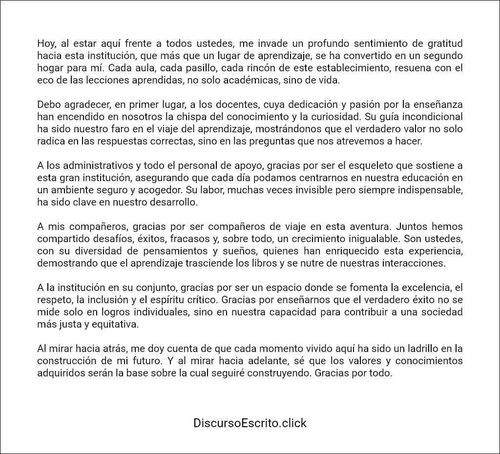 plantilla de Discurso de agradecimiento a una institución 