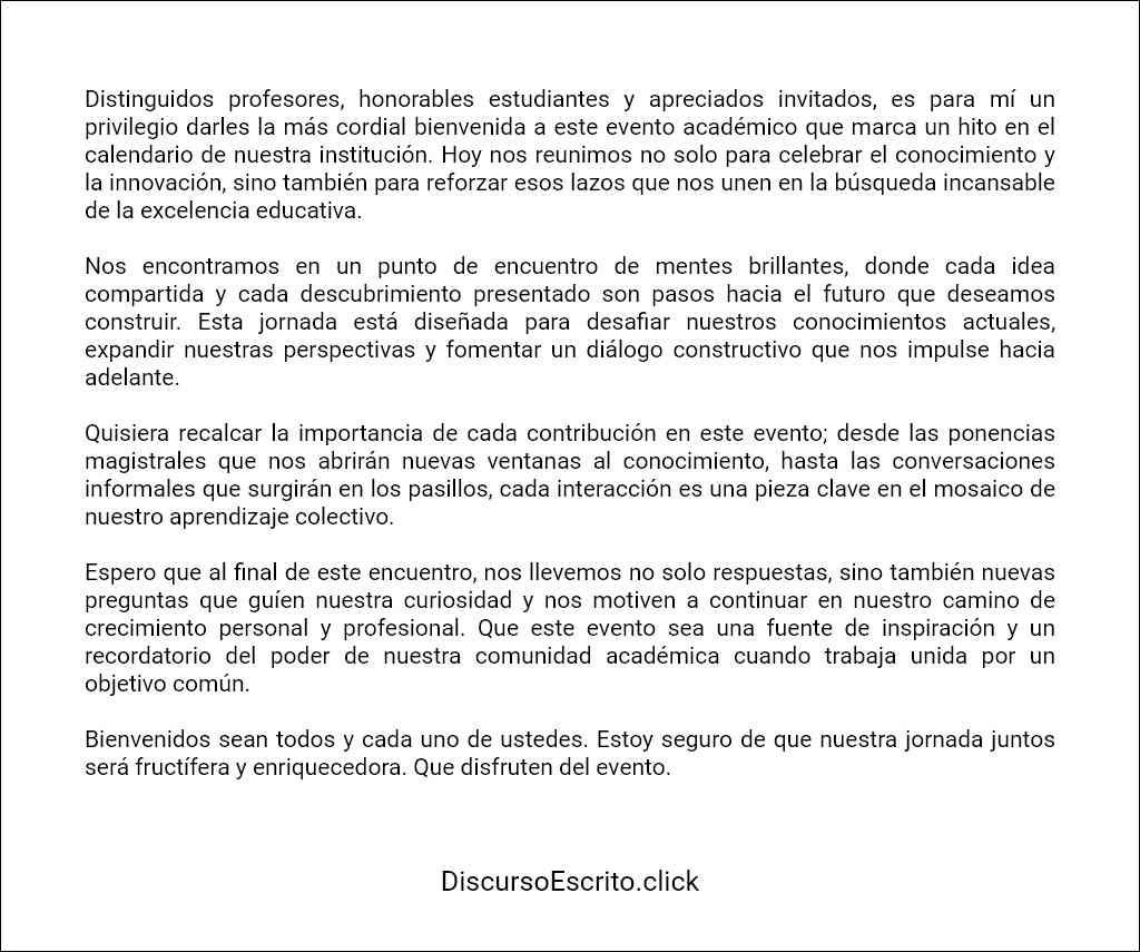 plantilla de Discurso de bienvenida a un evento académico