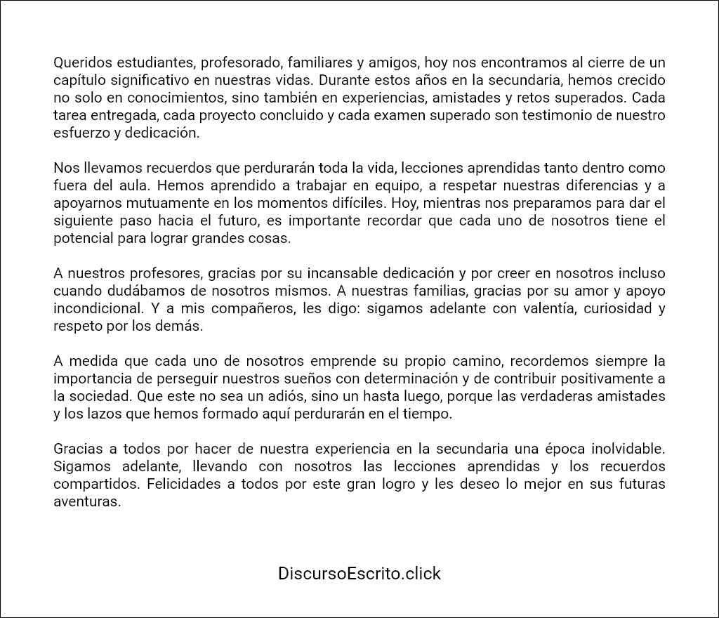 modelo de Discurso de clausura de secundaria