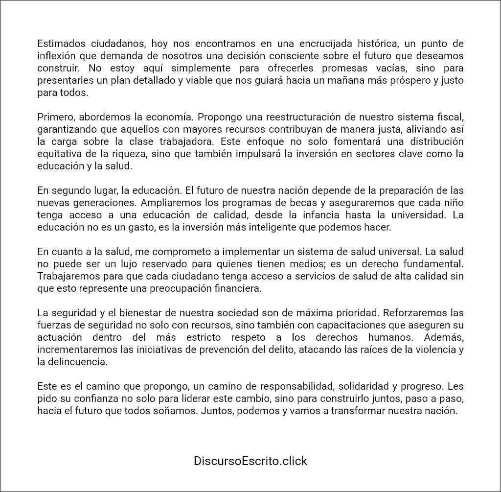 ejemplo de Discurso de candidato a presidente 